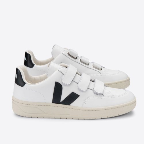 Veja V-lock Leather Mens Trainers White/Black UK 87766